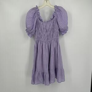 Womens‎ Cottagecore Milkmaid Dress Size S Puff Sleeve Purple Smocked Prairie
